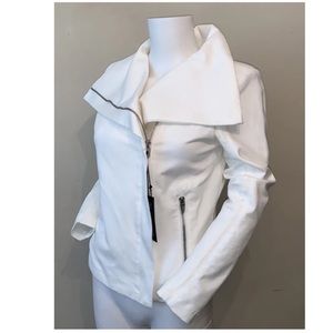 BLANKNYC Small ZIp Front Moto Jacket White Stretch $98 NWT